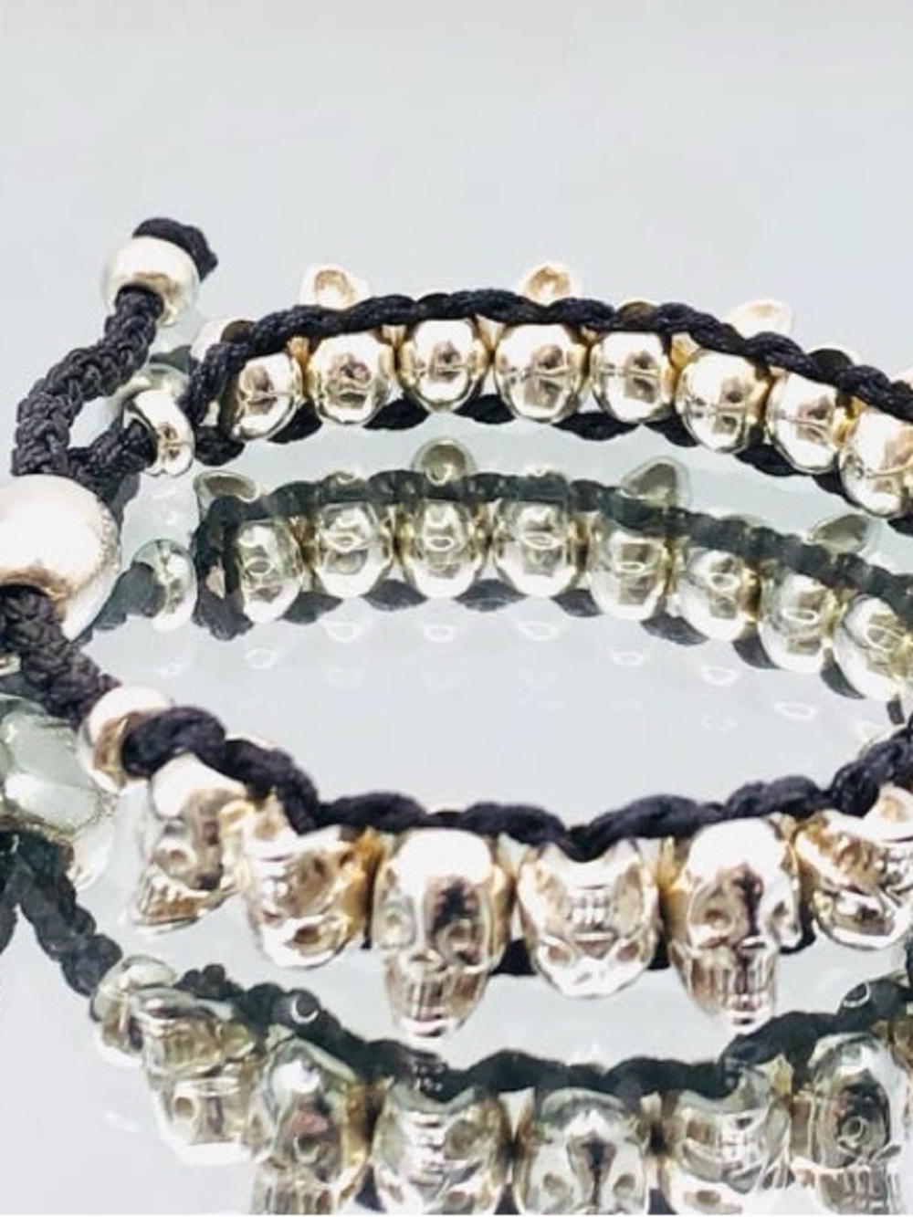 Vintage Links of London Sterling Silver Black Skull Friendship Bracelet - Picture 6 of 11